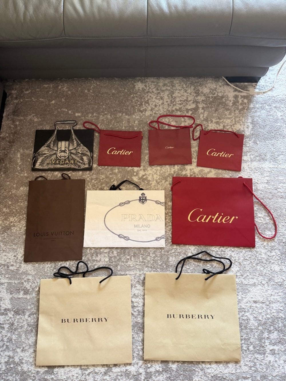 Cartier Red Shopping Tote with Gold Logo